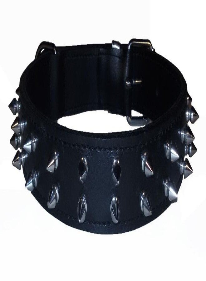 Skora Leather Spike Dog Collar Black-1.5 Inch Xtra Large